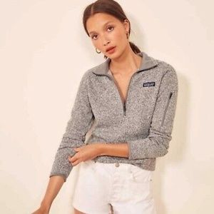 $139 Patagonia Better Sweater 1/4 Zip Birch White Gray Pullover Women's L Large